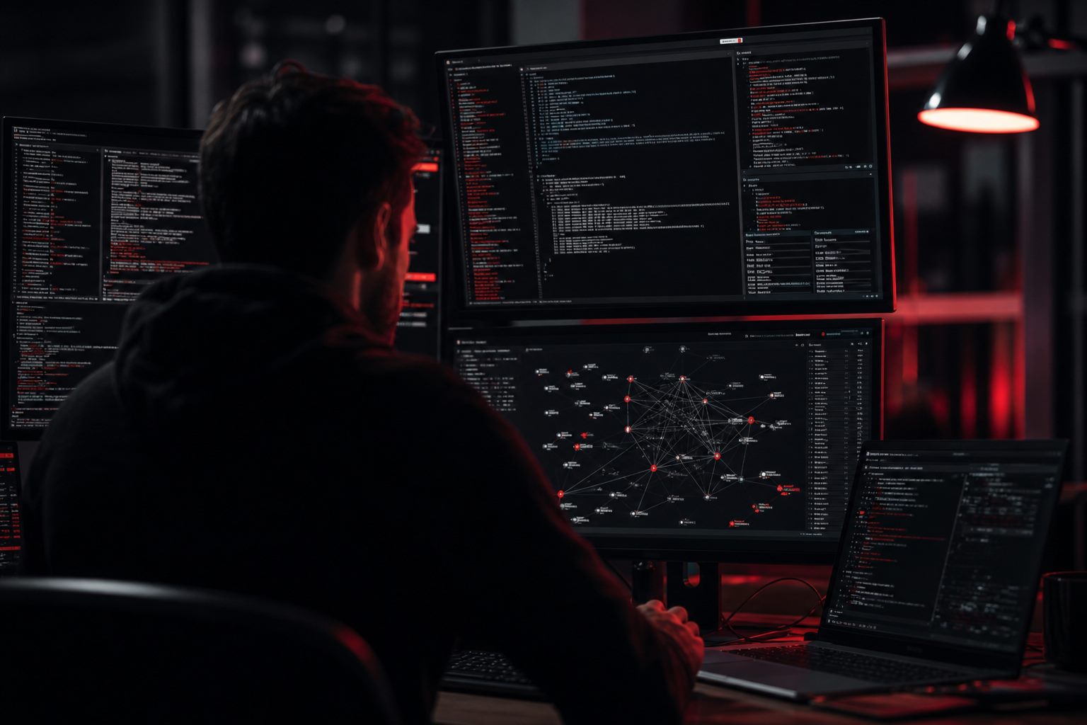Security analyst reviewing an attack-surface graph